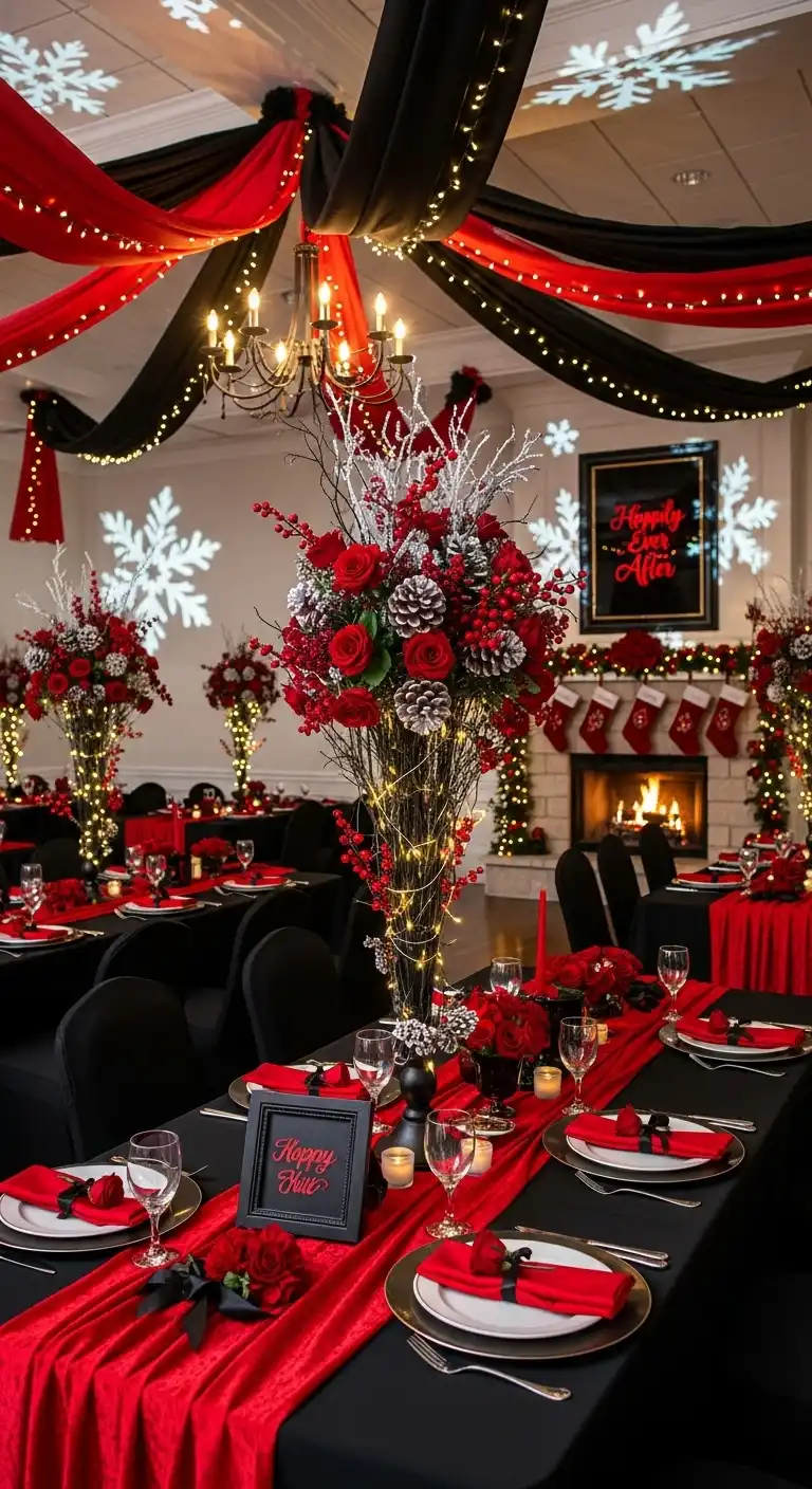 Red and Black Winter Wonderland Theme Red and Black Winter Wonderland Theme