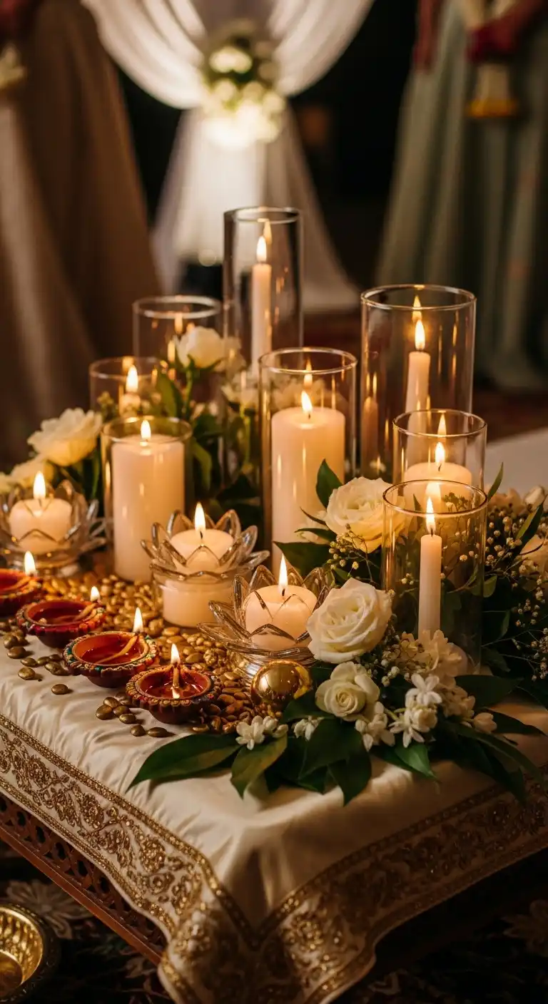 Elegant Candle and Diya Arrangements Elegant Candle and Diya Arrangements