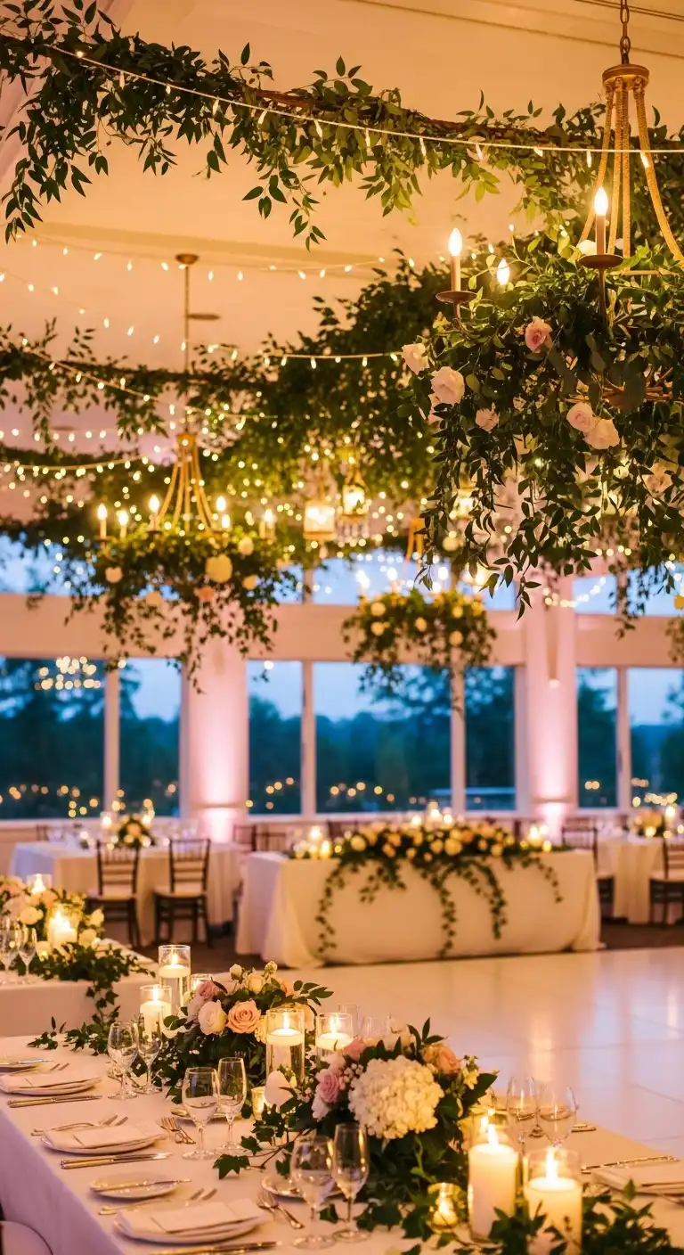 Elegant Lighting with Greenery Installations Elegant Lighting with Greenery Installations