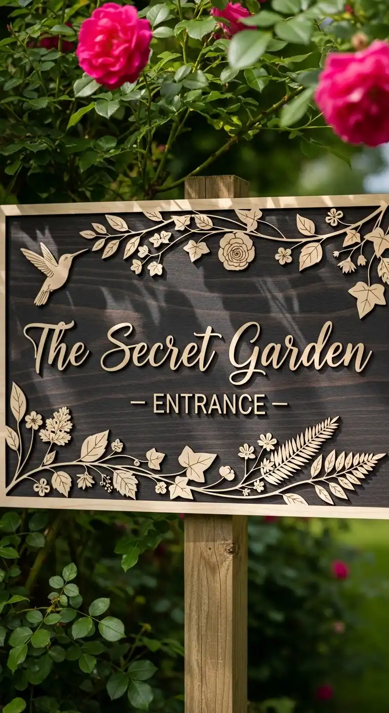 Personalized Signage with Botanical Motifs Personalized Signage with Botanical Motifs