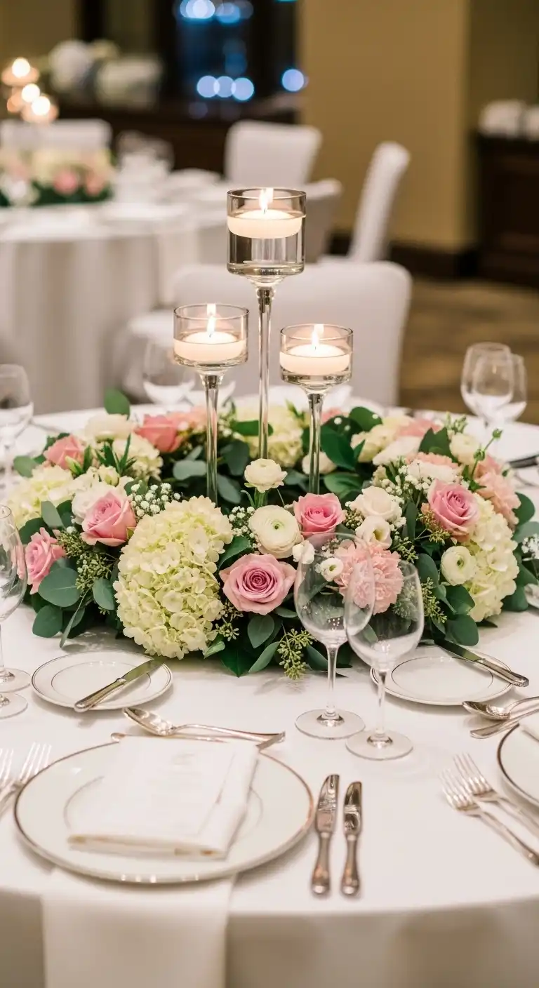 Floral Wreath Centerpieces for Circle Tables Floral Wreath Centerpieces for Circle Tables