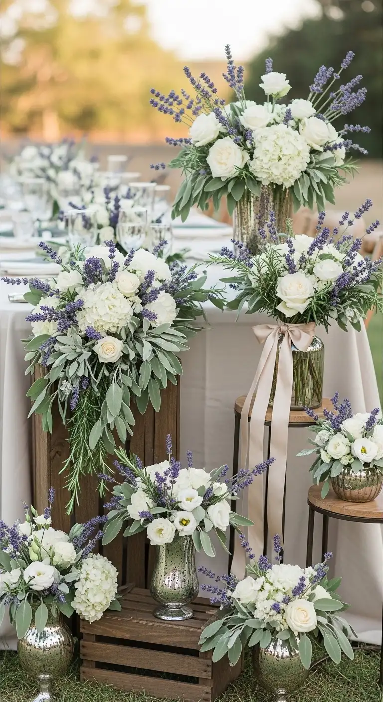 Use Lavender and Sage Floral Arrangements for a Soft Look Use Lavender and Sage Floral Arrangements for a Soft Look