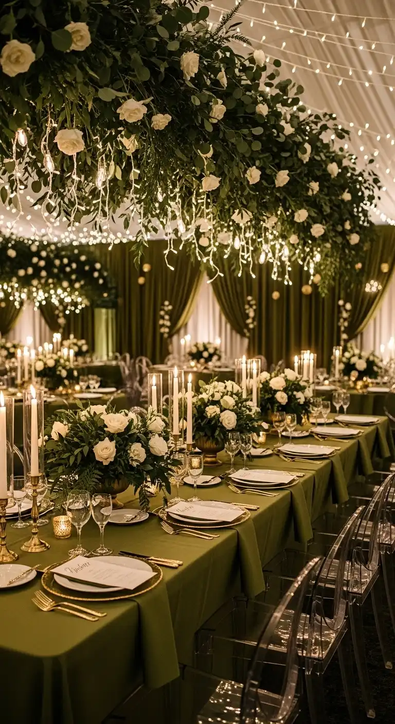 Olive Green Reception Décor Highlights Olive Green Reception Décor Highlights