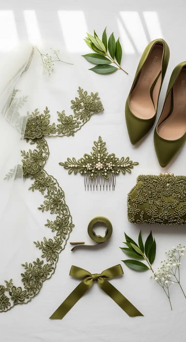 Olive Green Bridal Accessories Olive Green Bridal Accessories