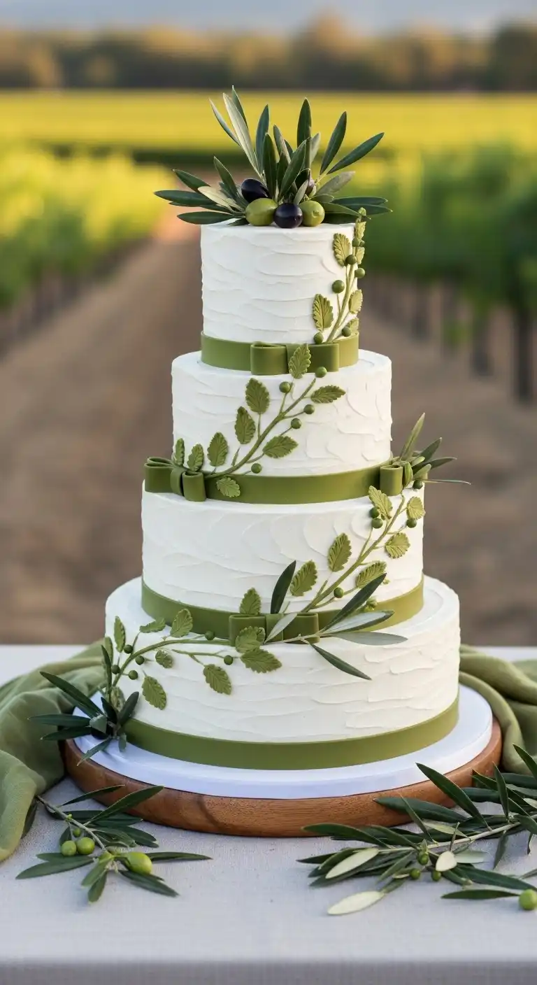 Olive Green Wedding Cake Accents Olive Green Wedding Cake Accents