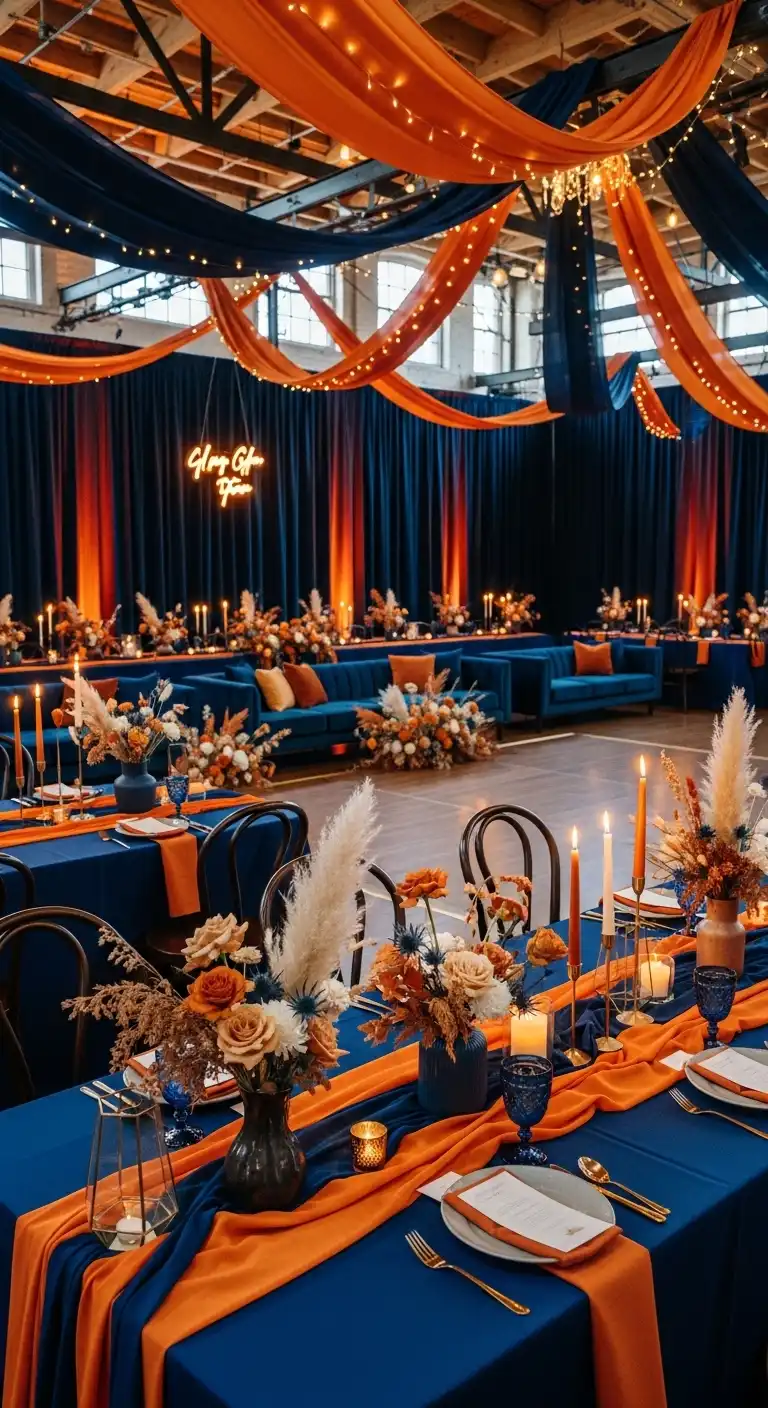 Burnt Orange and Navy Blue Transform Wedding Spaces Burnt Orange and Navy Blue Transform Wedding Spaces