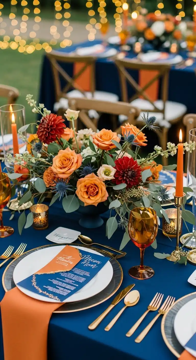 Burnt Orange and Navy Blue in Your Wedding Burnt Orange and Navy Blue in Your Wedding