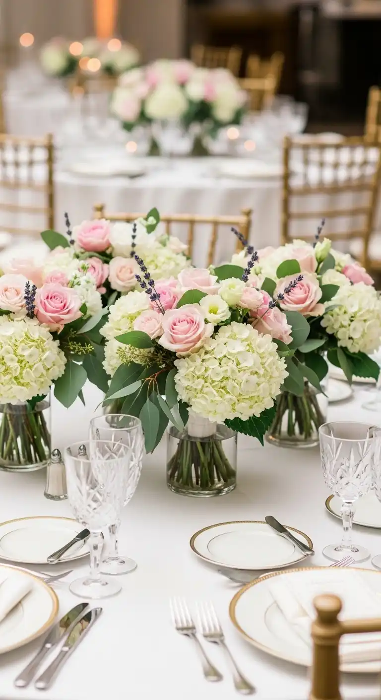 Fresh Floral Bouquets in Low Vases Fresh Floral Bouquets in Low Vases