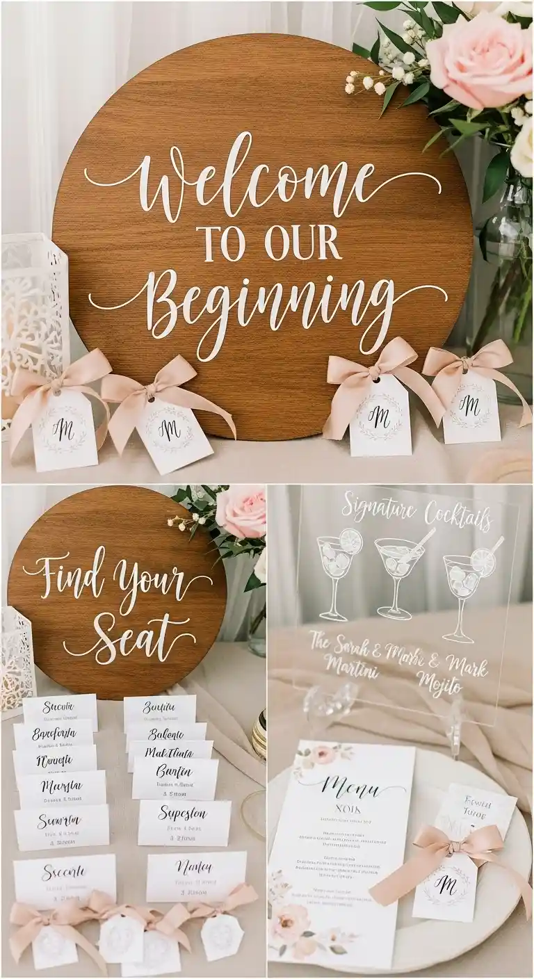 Add Elegant Script Signage for Personalized Details Add Elegant Script Signage for Personalized Details