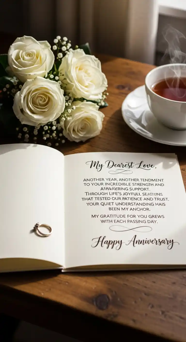 A Gratitude-Filled Wedding Anniversary Message for Her Support A Gratitude-Filled Wedding Anniversary Message for Her Support
