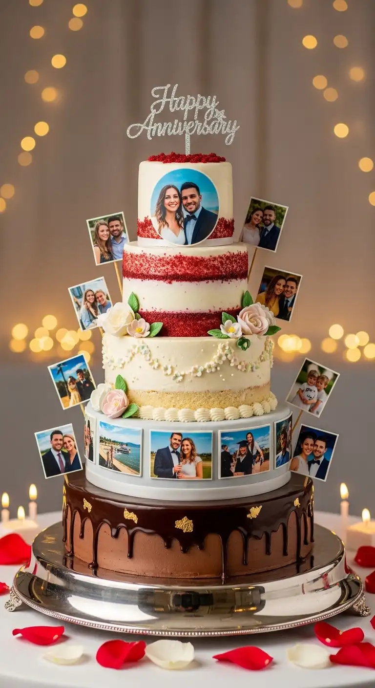 Photo-Printed Anniversary Celebration Cake Photo-Printed Anniversary Celebration Cake