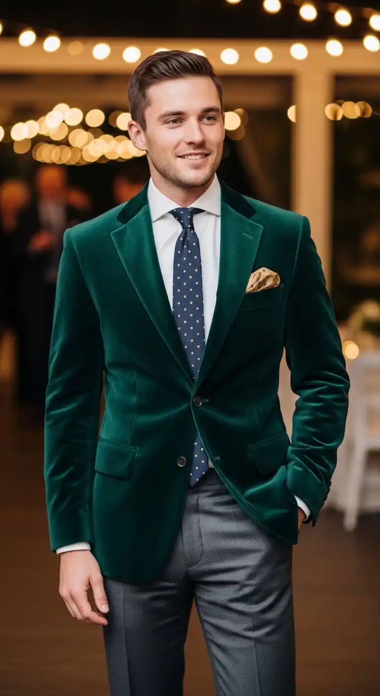 Velvet Blazer with Contrasting Trousers Velvet Blazer with Contrasting Trousers