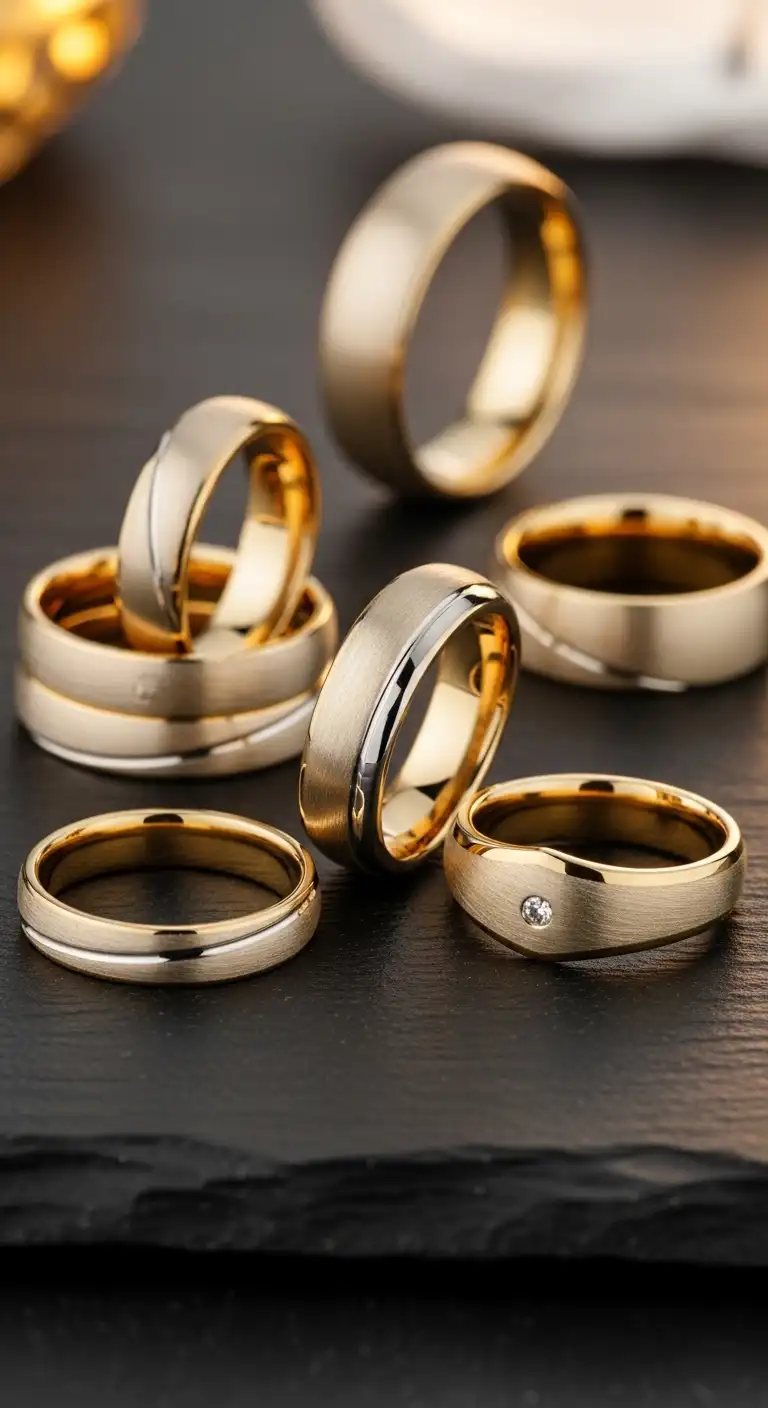 Brushed Gold Engagement Rings for Men Brushed Gold Engagement Rings for Men