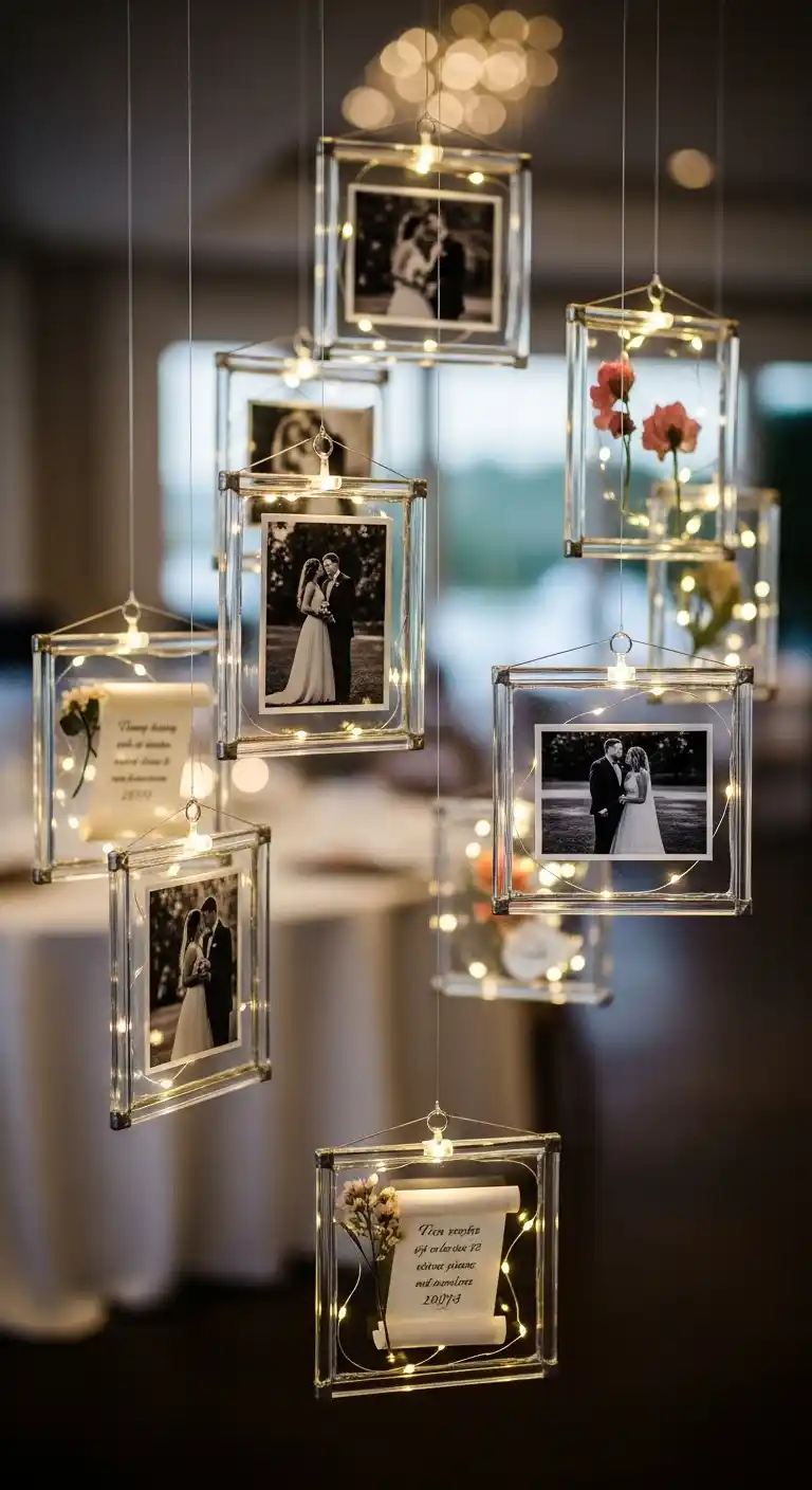 Floating Glass Wedding Anniversary Frames for Elegant Light Displays Floating Glass Wedding Anniversary Frames for Elegant Light Displays