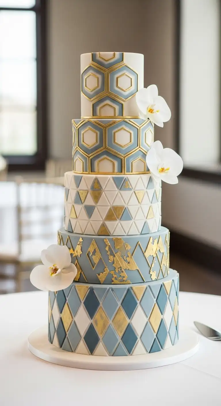 11 Engagement Cake Ideas for a Sweet Celebration 4 Geometric Pattern Cake
