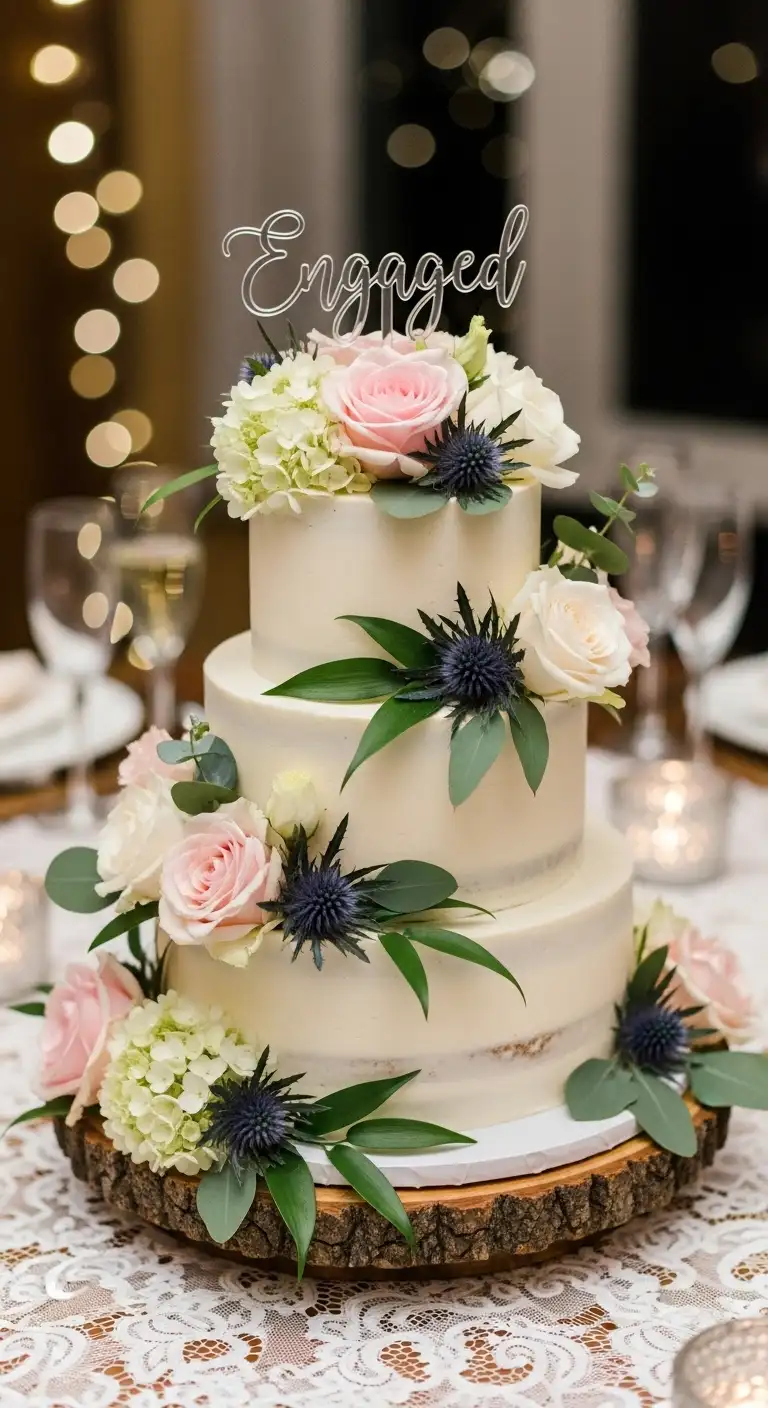 Floral Engagement Cake Floral Engagement Cake