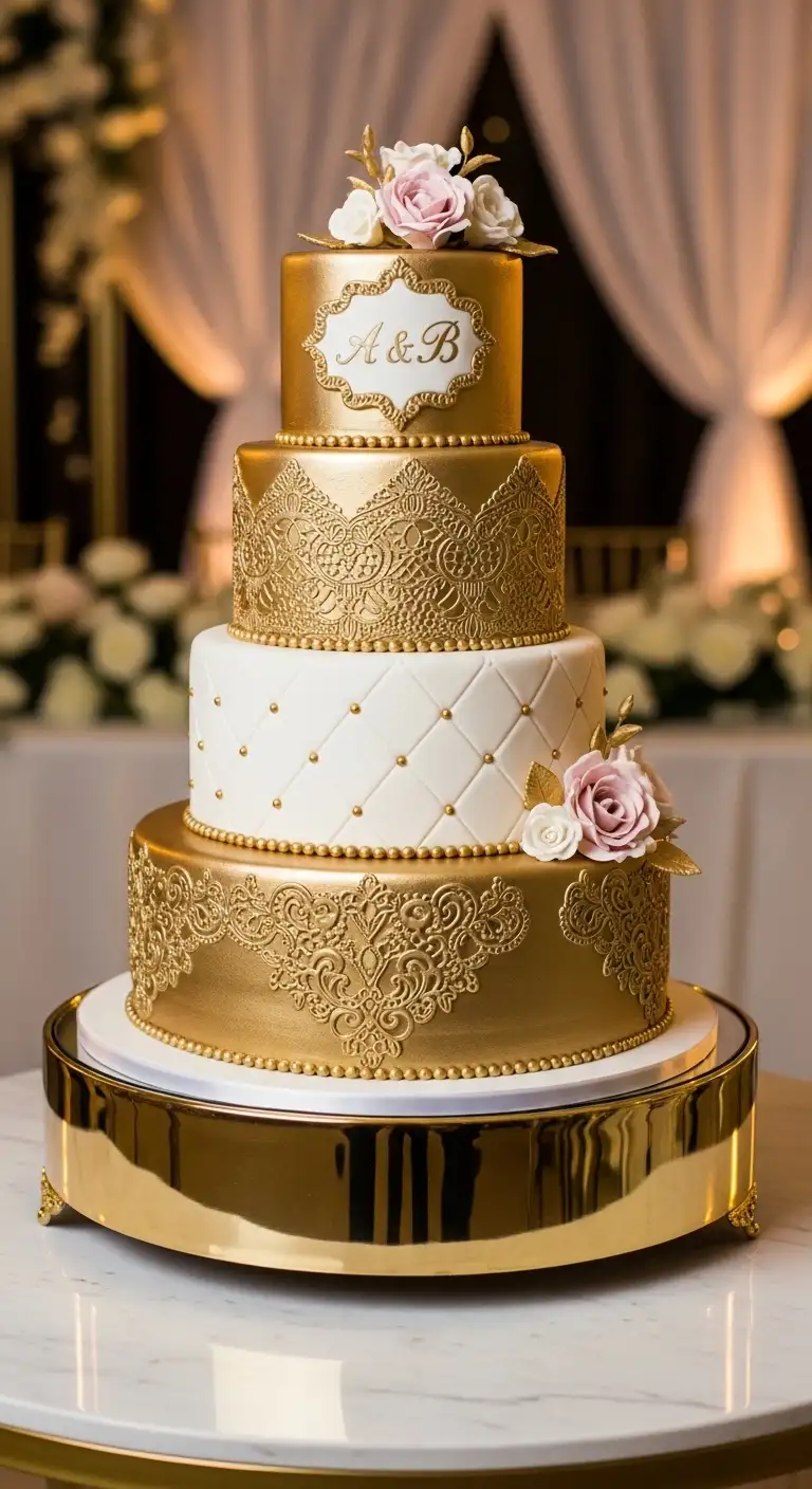 Metallic or Gold Accent Cake Metallic or Gold Accent Cake