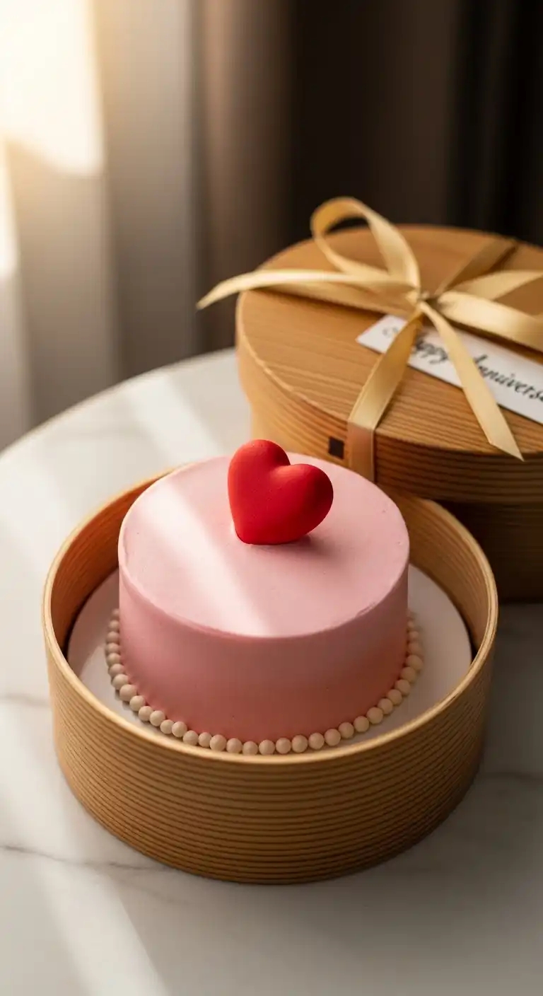 1. Minimalist Heart-Themed Wedding Anniversary Bento Cake for Romantic Simplicity 1. Minimalist Heart-Themed Wedding Anniversary Bento Cake for Romantic Simplicity