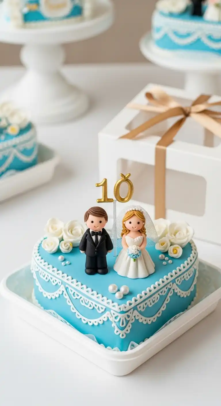 8. Matching Couple Theme Wedding Anniversary Bento Cake for Coordinated Celebration Setups 8. Matching Couple Theme Wedding Anniversary Bento Cake for Coordinated Celebration Setups