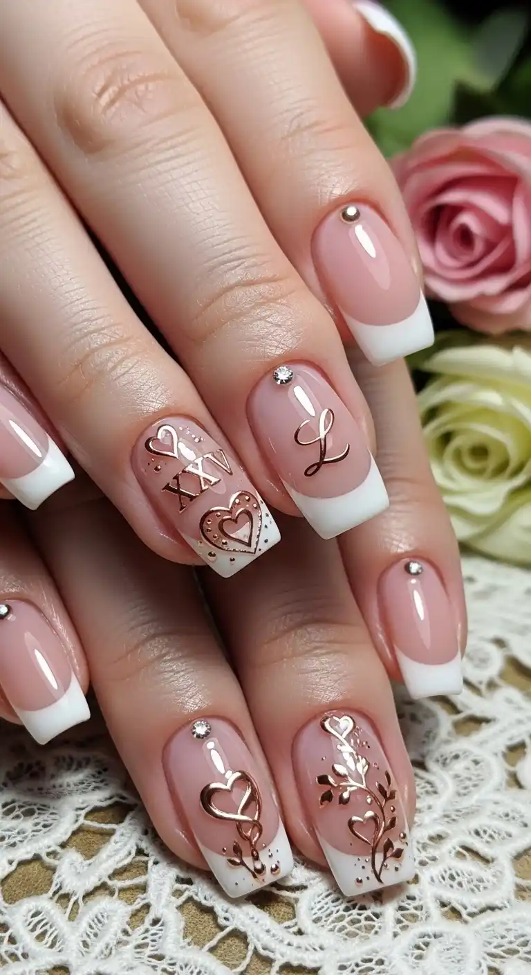 Classic French Wedding Anniversary Nails With a Romantic Upgrade Classic French Wedding Anniversary Nails With a Romantic Upgrade