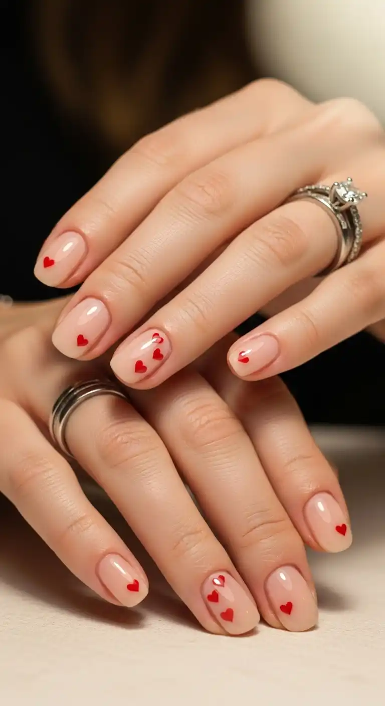 Nails With Tiny Heart Accents Nails With Tiny Heart Accents