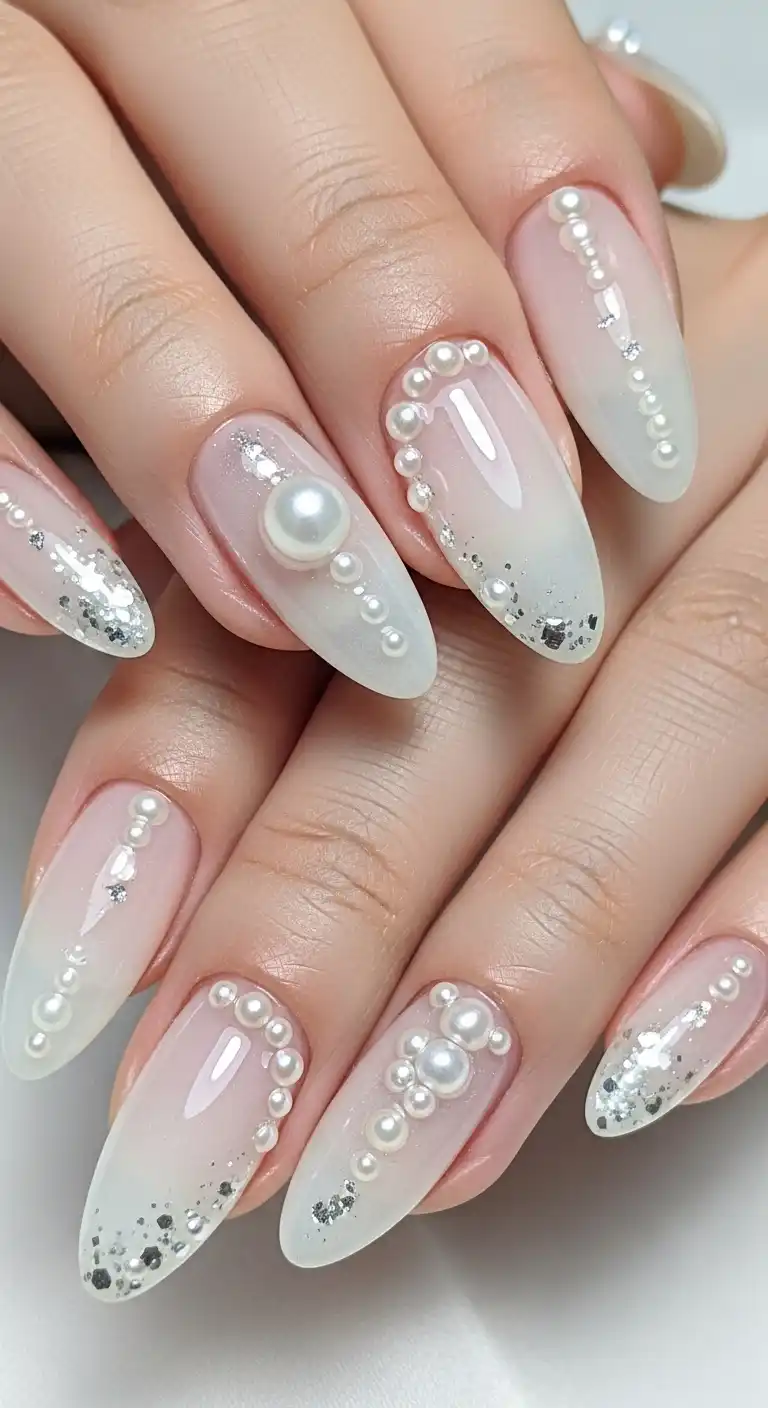 Nails With Pearl Details Nails With Pearl Details