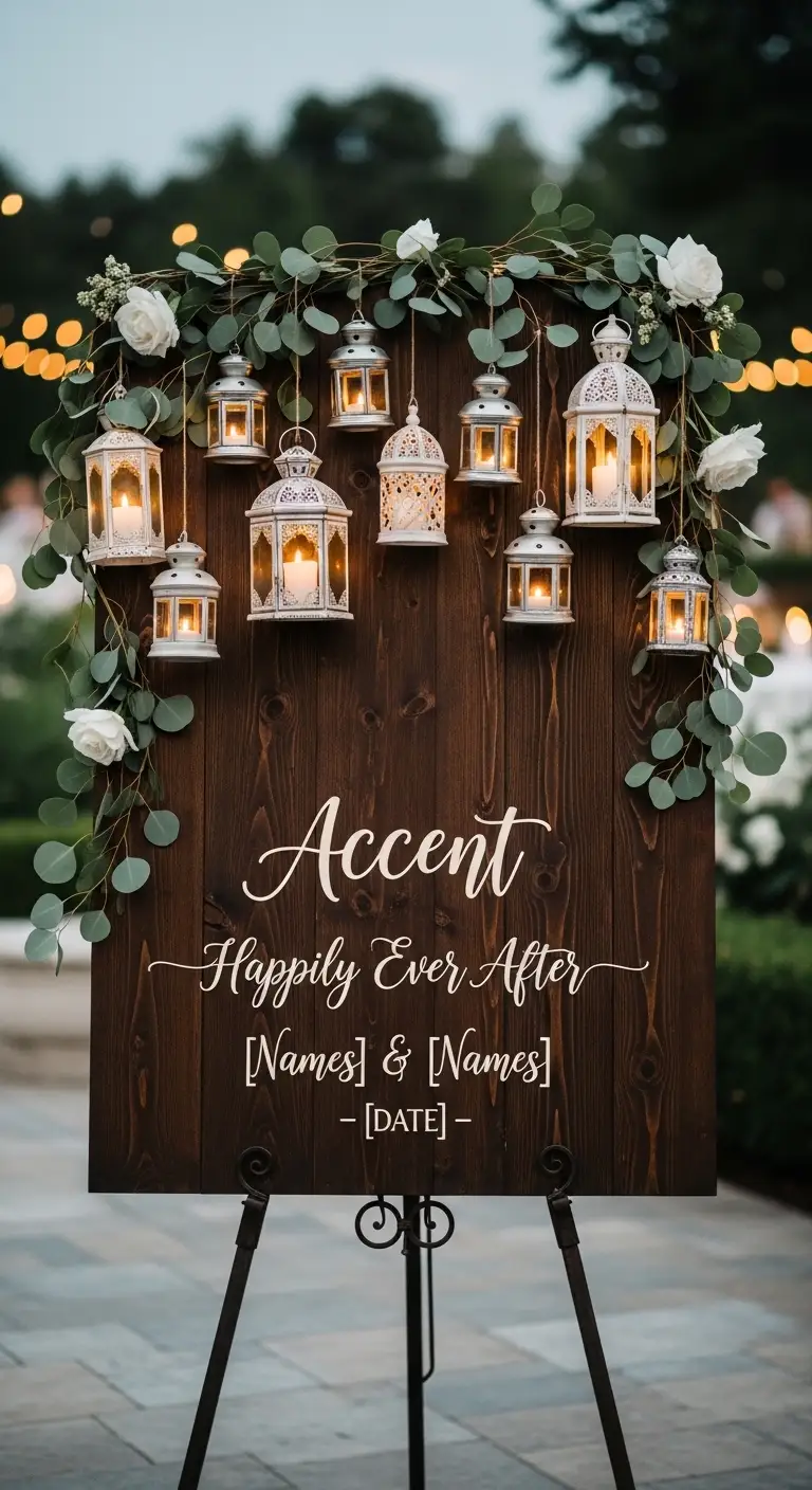 Lantern Accent Engagement Entry Board with Soft Evening Glow Lantern Accent Engagement Entry Board with Soft Evening Glow