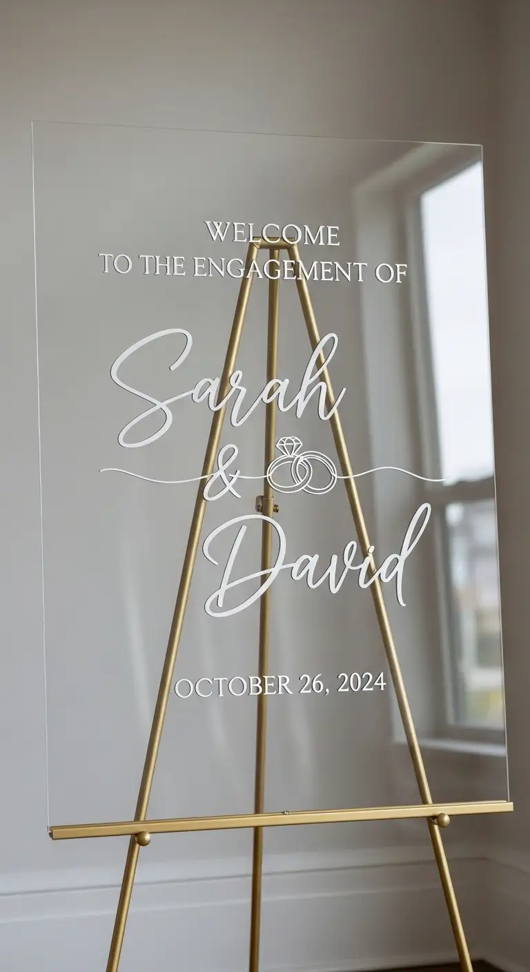 Acrylic Modern Engagement Entry Board with Clean Typography Acrylic Modern Engagement Entry Board with Clean Typography