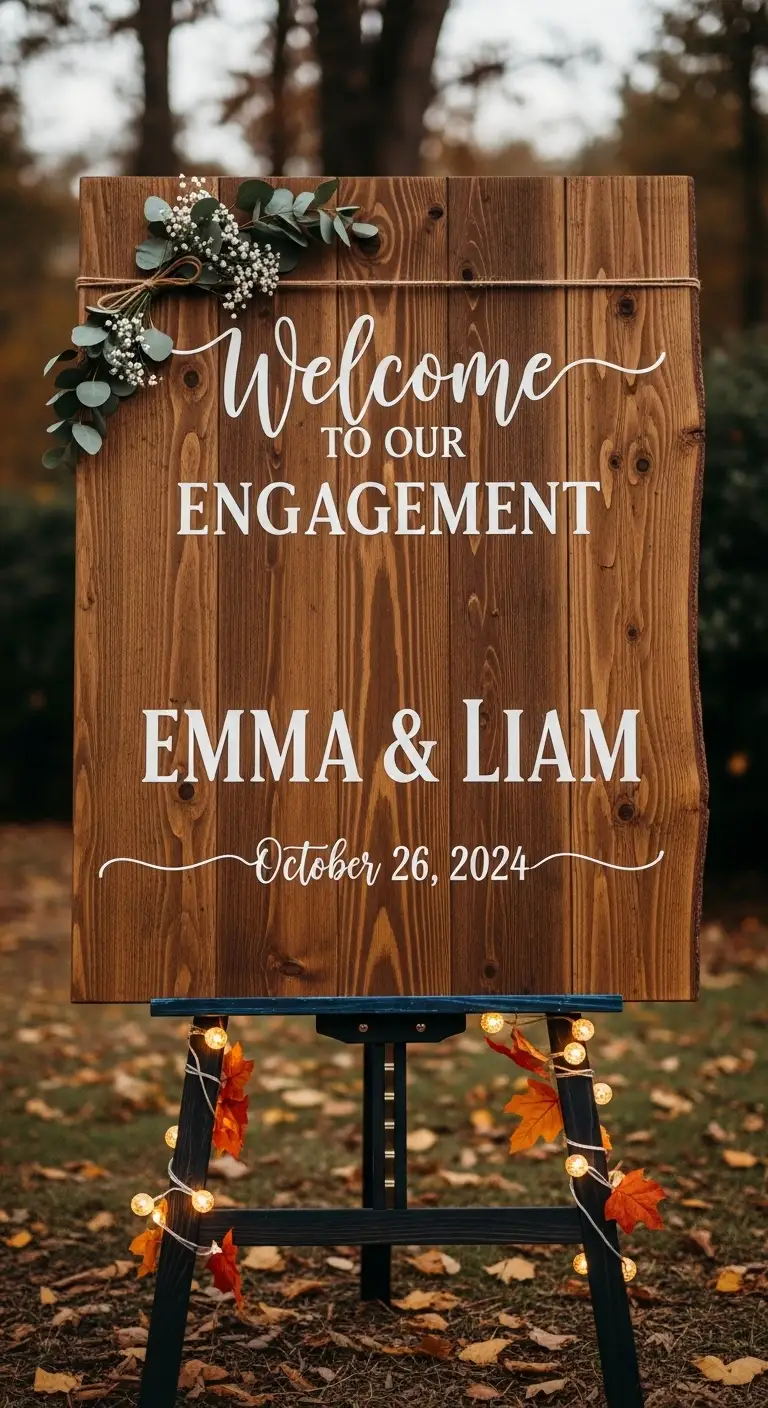 Wooden Welcome Engagement Entry Board for Rustic Charm Wooden Welcome Engagement Entry Board for Rustic Charm