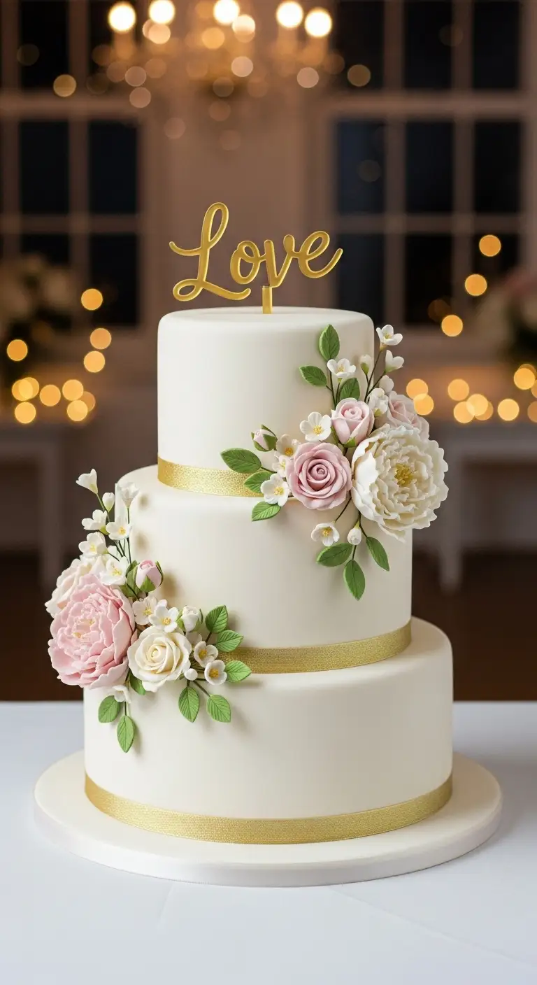 Floral Elegance Engagement Theme Cake Design Floral Elegance Engagement Theme Cake Design