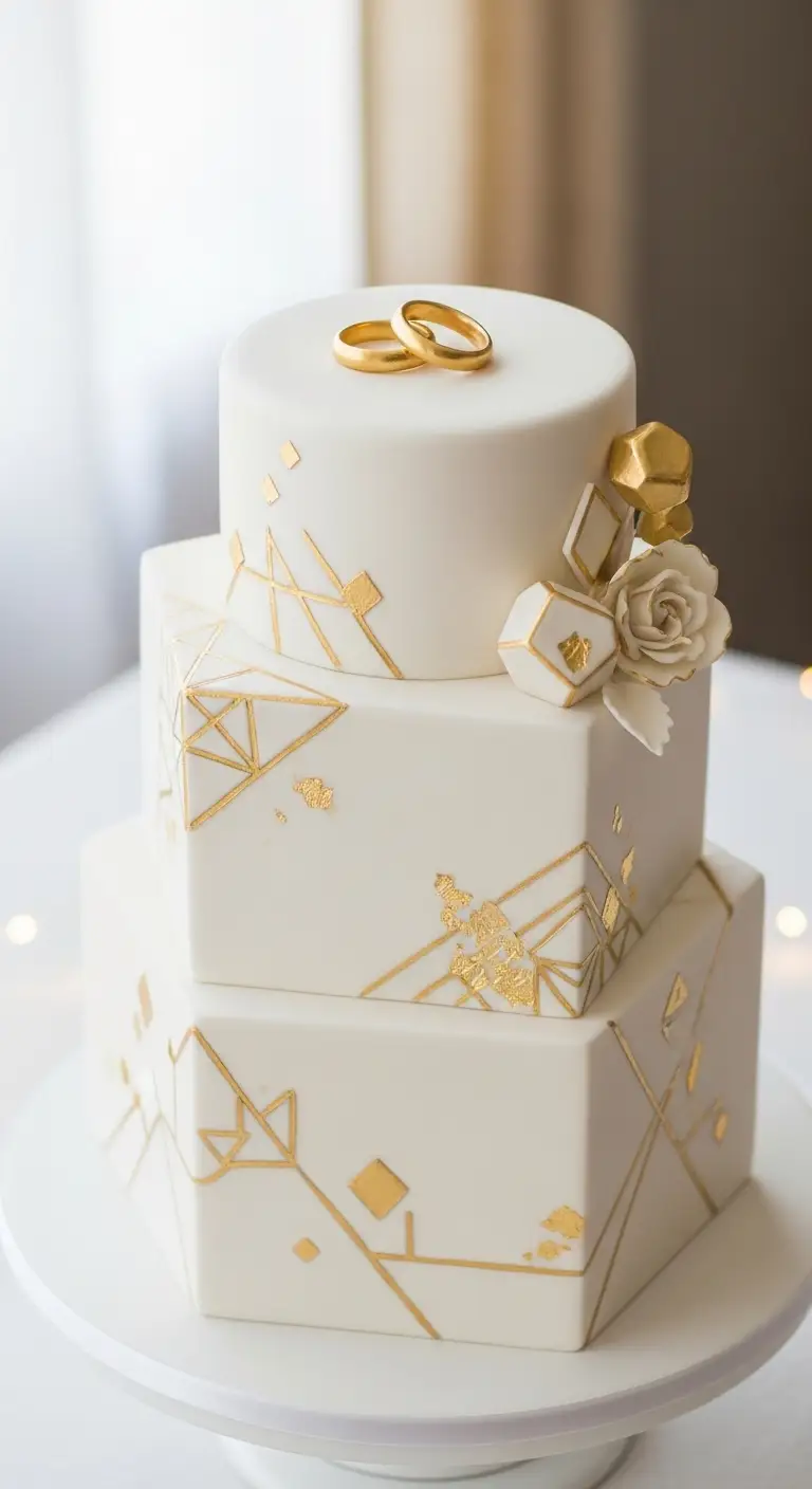 5. Modern Geometric Engagement Theme Cake Design 5. Modern Geometric Engagement Theme Cake Design