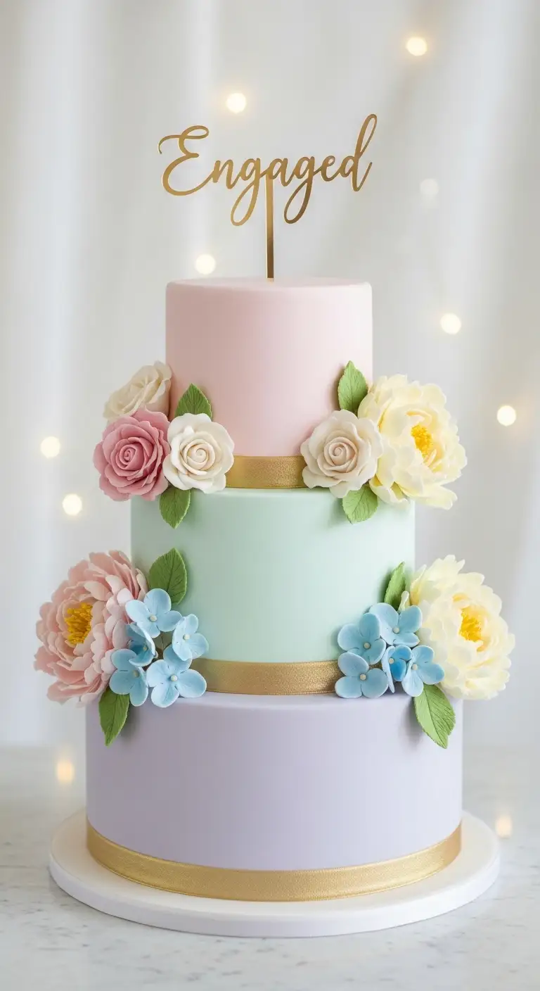 Pastel Dream Engagement Theme Cake Concept Pastel Dream Engagement Theme Cake Concept